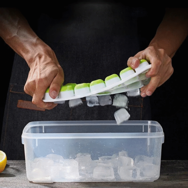 Bac à Glaçons, Lot de 4 moules à glaçons en silicone avec couvercle