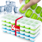 Bac à Glaçons, Lot de 4 moules à glaçons en silicone avec couvercle